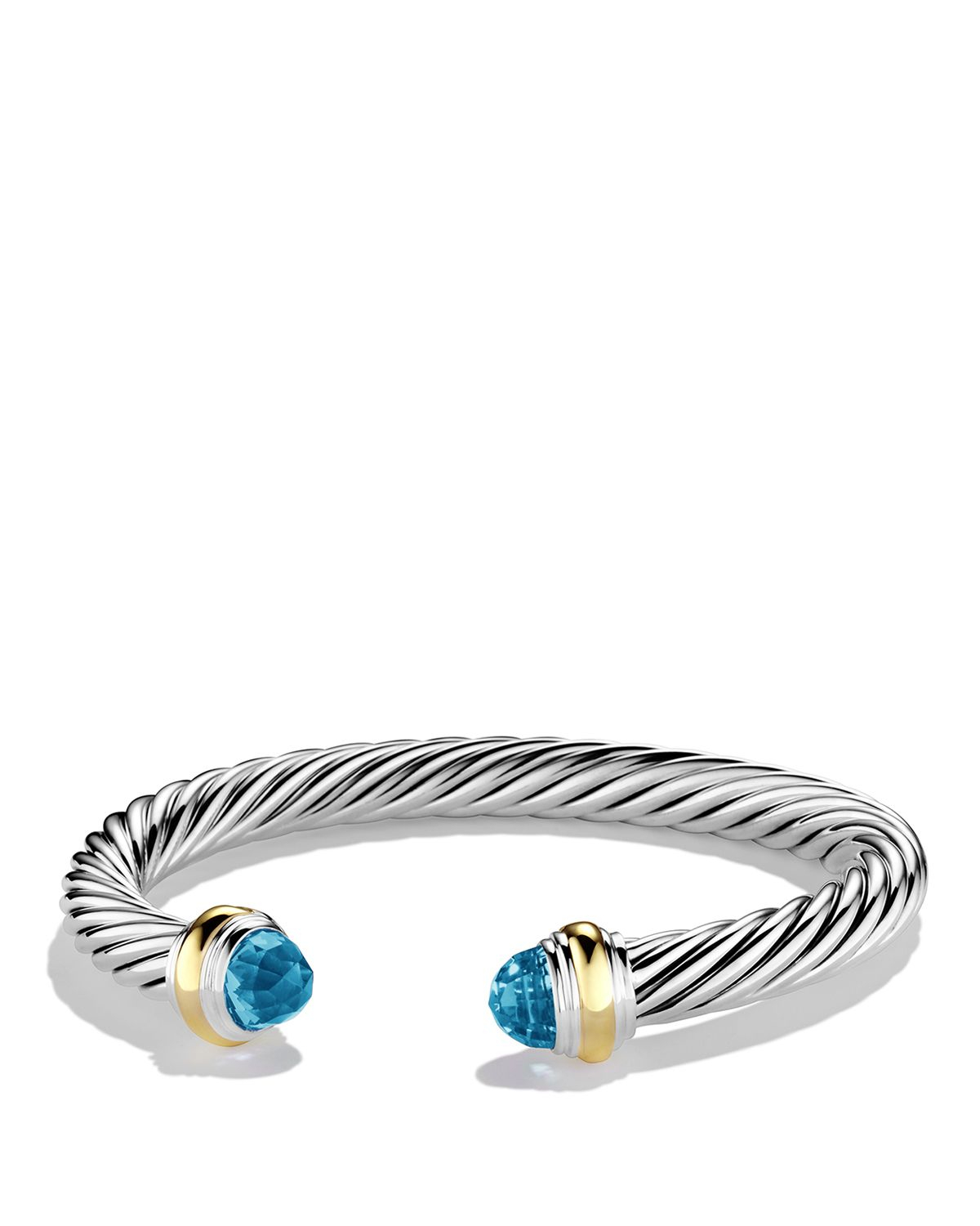 David yurman Cable Classics Bracelet With Blue Topaz And Gold in Blue