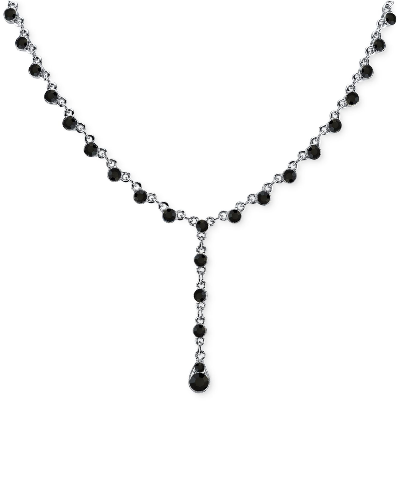 Lyst 2028 Silvertone Black Bead Ynecklace in Black