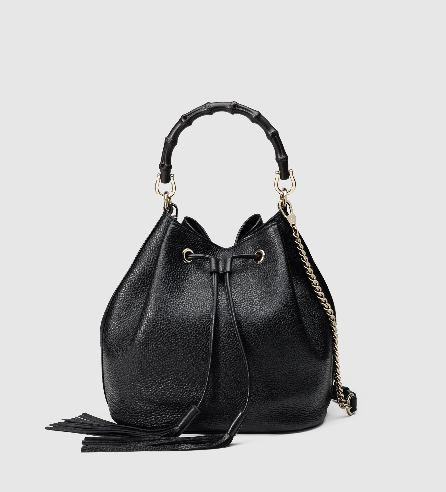 Gucci Miss Bamboo Leather Bucket Bag in Black (bamboo) | Lyst