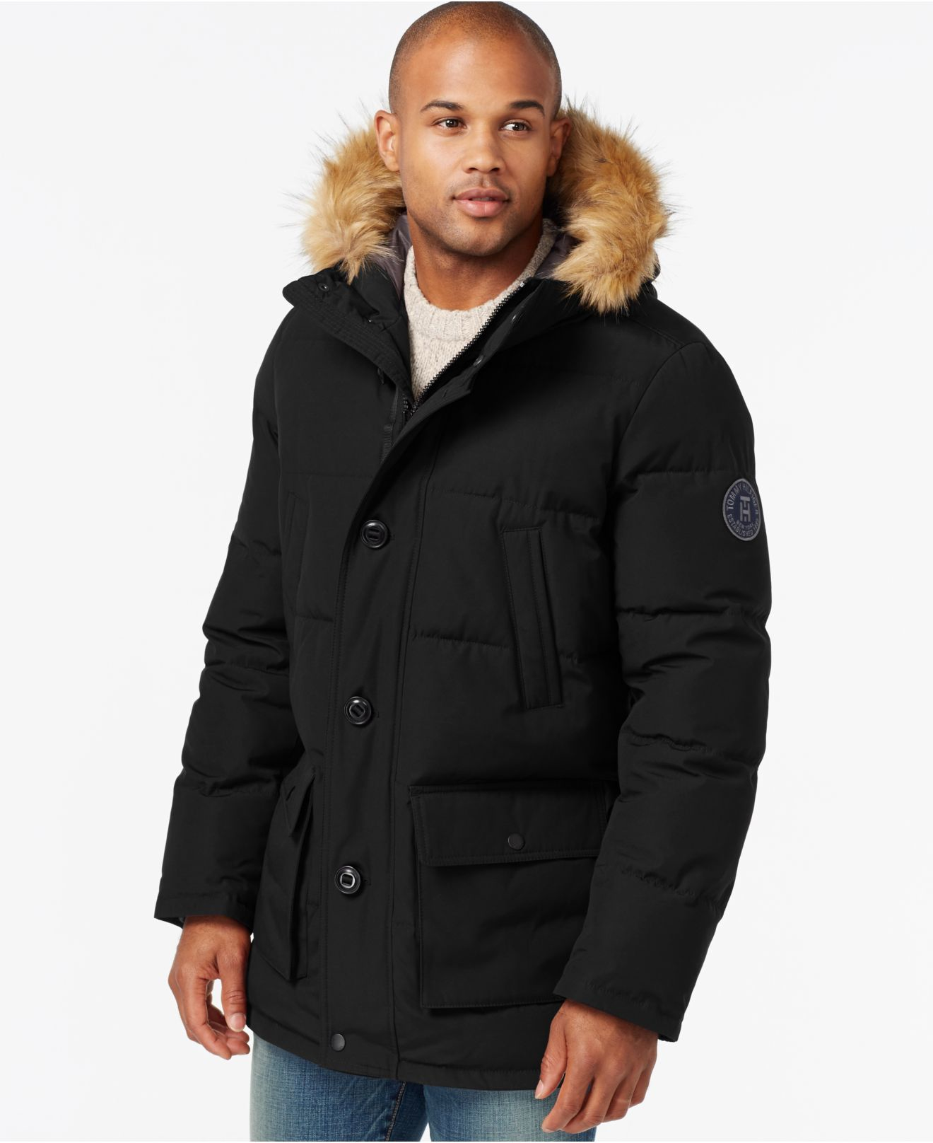 Tommy hilfiger Long Snorkel Coat in Black for Men Lyst