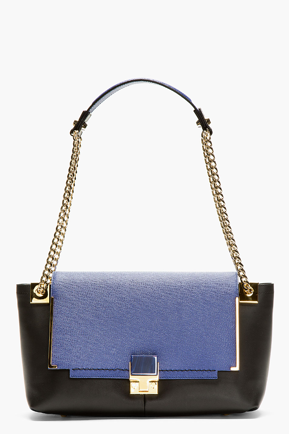 Lyst - Lanvin Blue and Black Leather Shoulder Bag in Blue