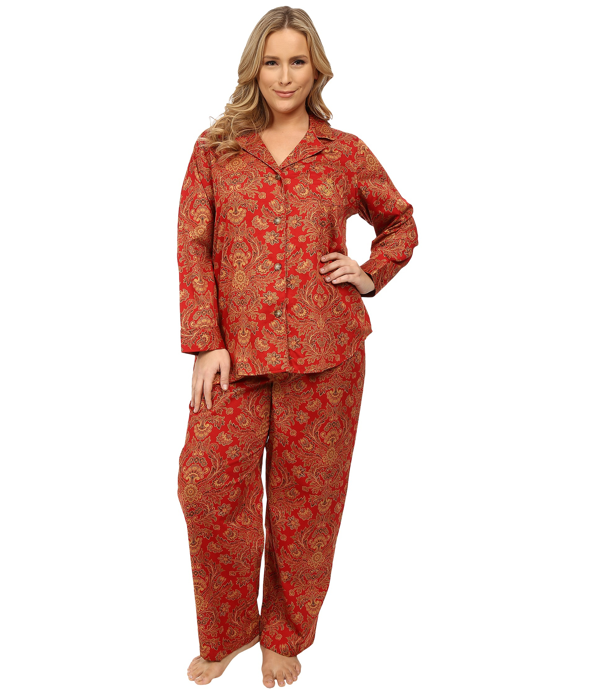 Lauren by Ralph Lauren Classic Paisley Sateen Packaged Pajamas in Red | Lyst