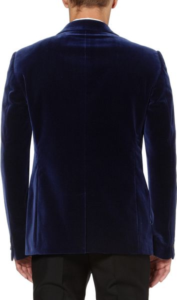 Alexander Mcqueen Navy Velvet Slimfit Tuxedo Jacket in Blue for Men | Lyst