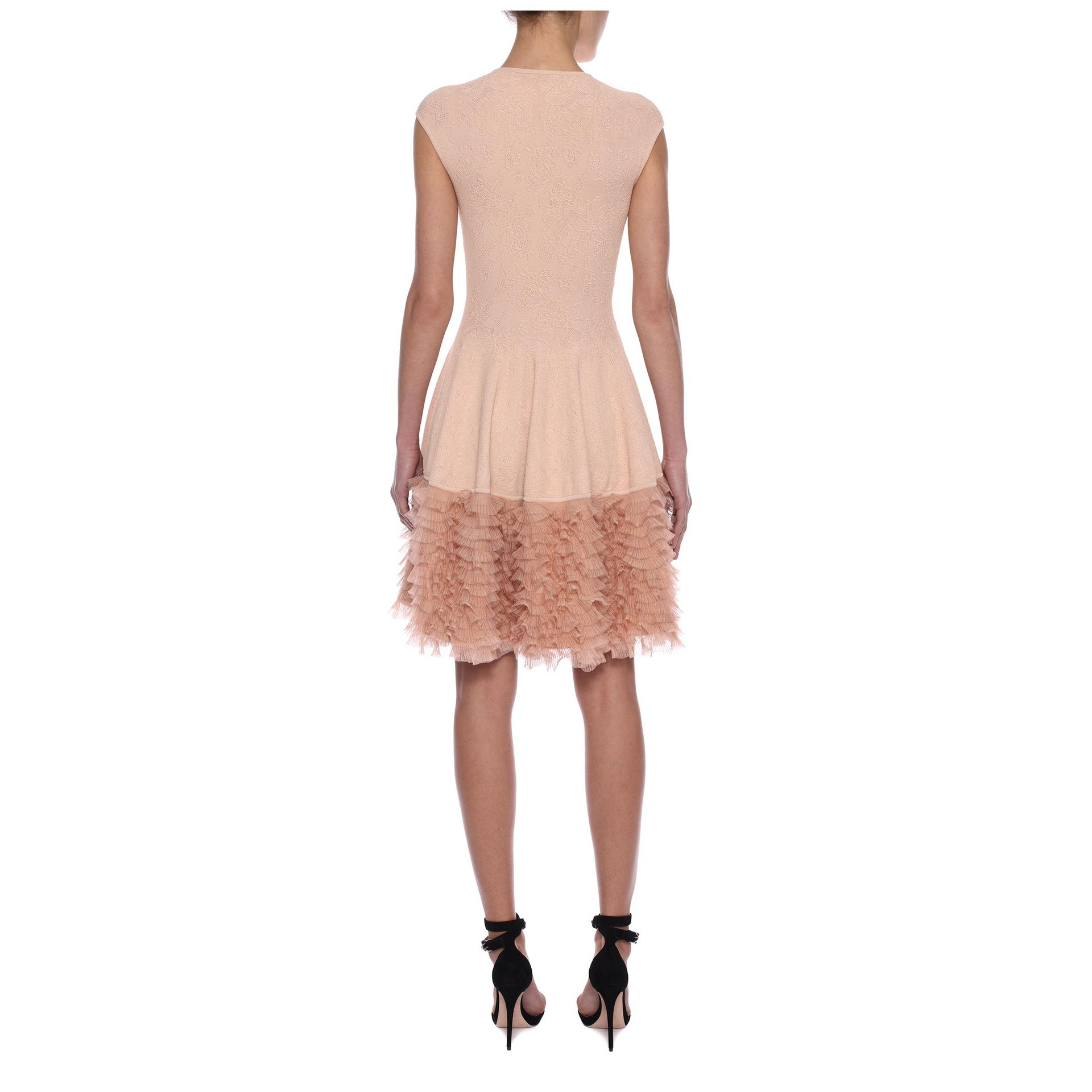 Lyst Alexander mcqueen Tonal Lace Knit Ruffle Dress in Pink