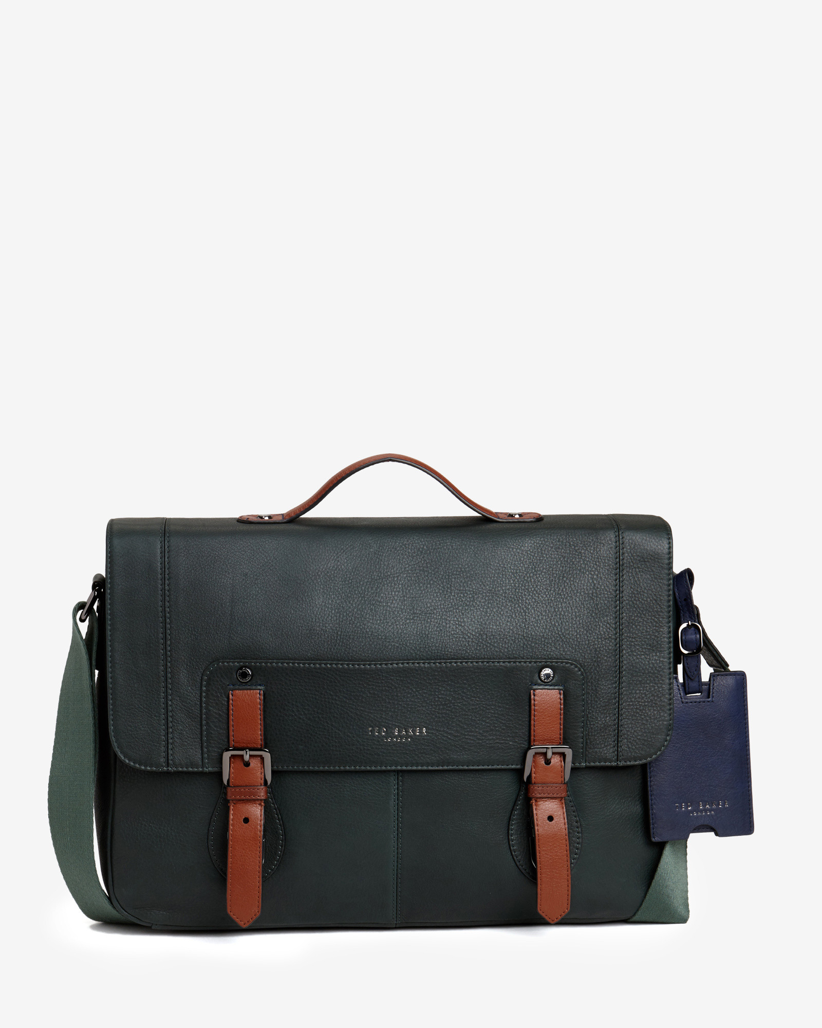 Lyst Ted Baker Color Block Leather Messenger Bag in Green for Men