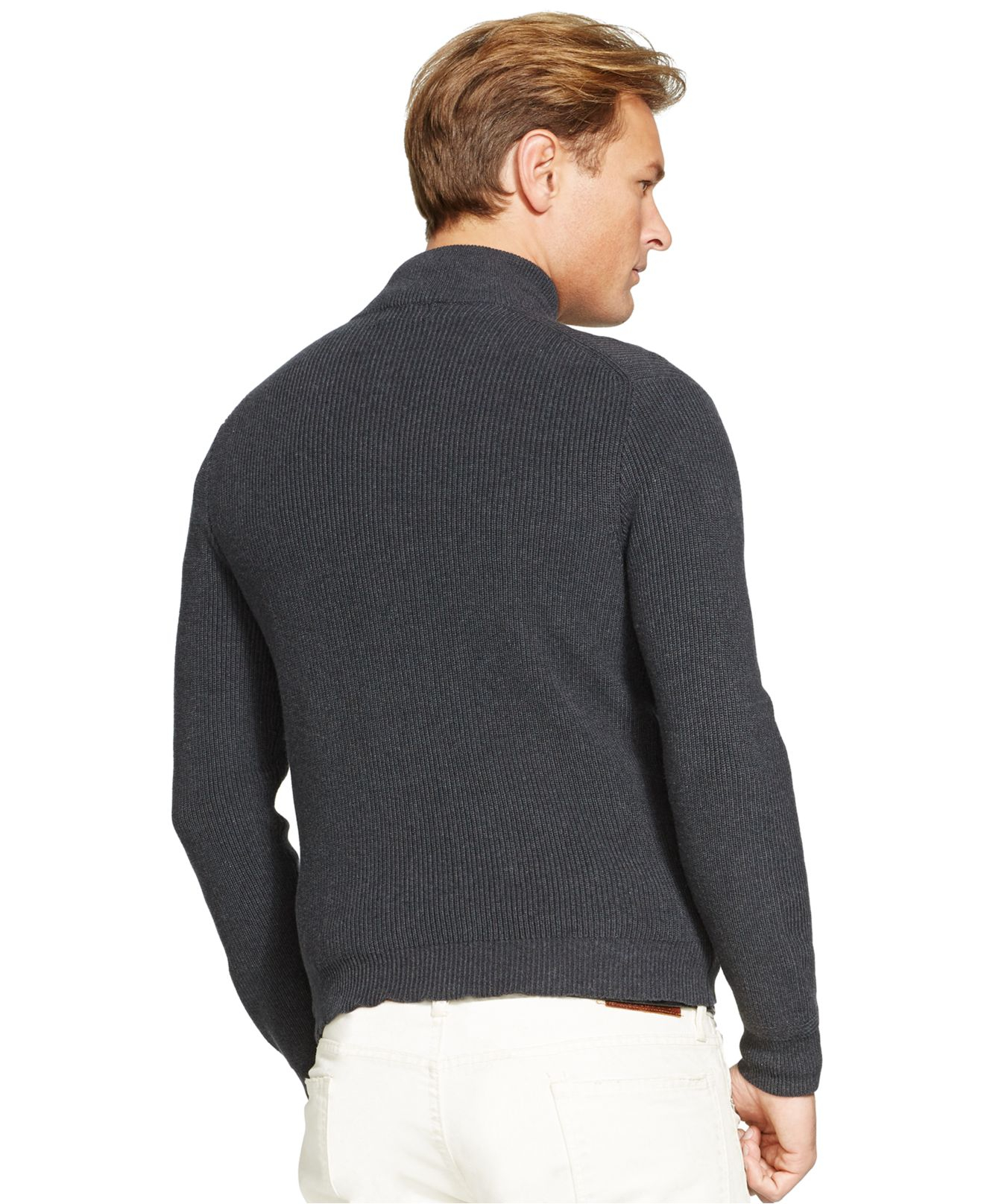 Lyst - Polo ralph lauren Full-Zip Cotton Sweater in Gray for Men