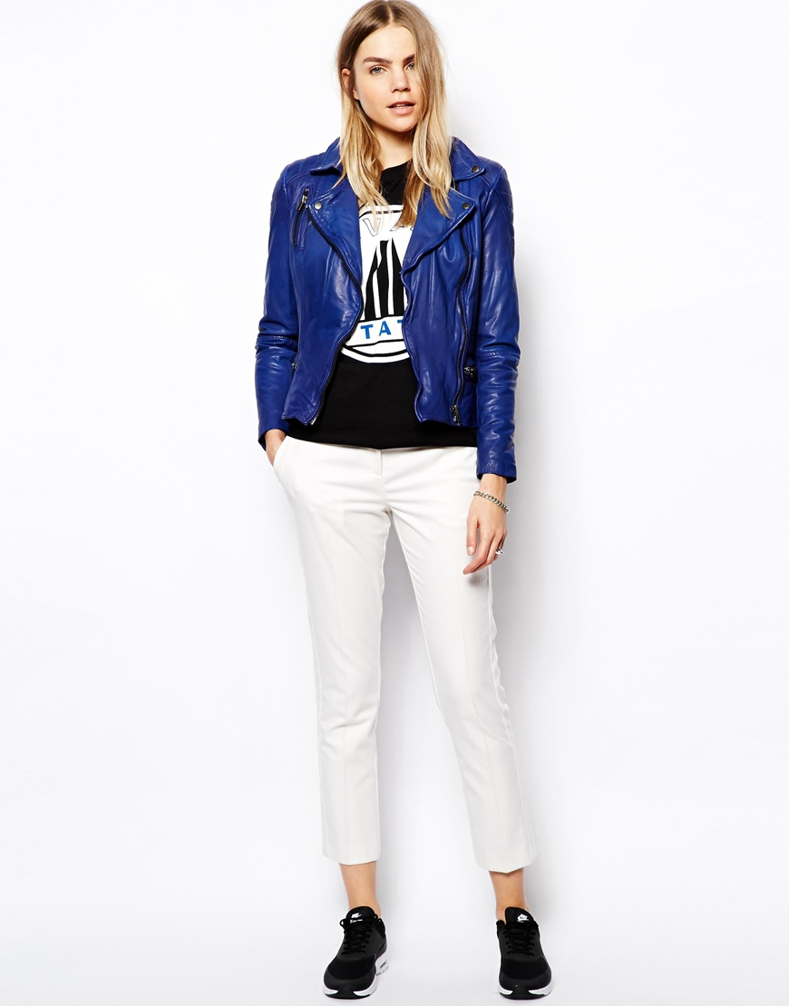 Muubaa Ollon Quilted Leather Jacket In Cobalt Blue Lyst Gallery