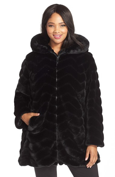 gallery faux fur hooded jacket