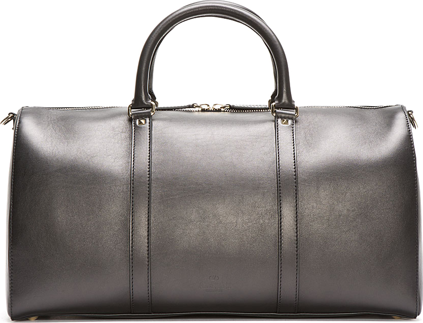 Valentino Black Leather Boston Duffle Bag in Metallic for Men Lyst
