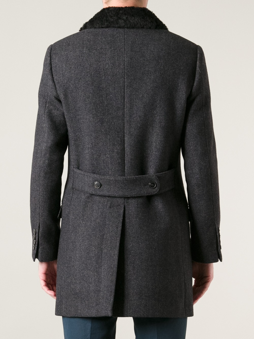 Dolce & Gabbana Herringbone Overcoat in Grey (Gray) for Men - Lyst