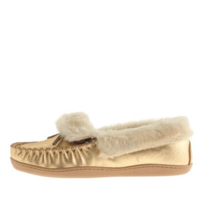 gold moccasins womens