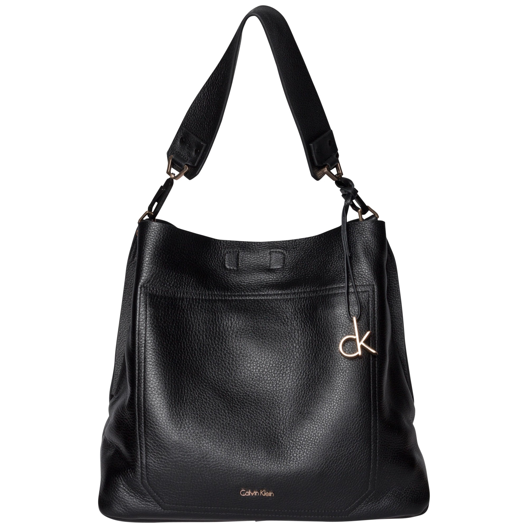 Calvin Klein Charlene Leather Hobo Bag In Black Lyst Calvin Klein Charlene Leather Hobo Bag