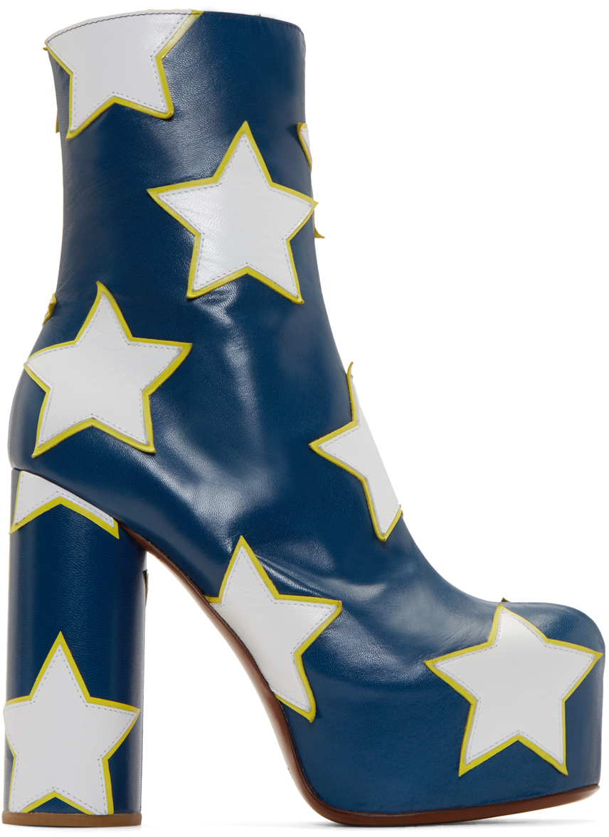 Vetements Blue And White Star Platform Boots | Lyst