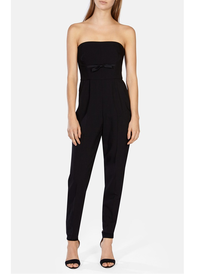 Karen Millen Strapless Tuxedo Jumpsuit in Black - Lyst