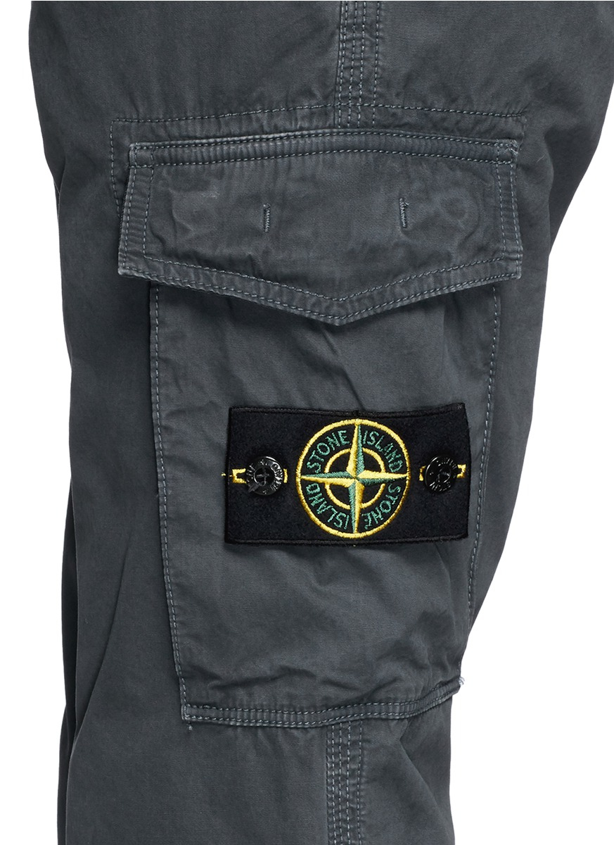 grey cargo pants stone island