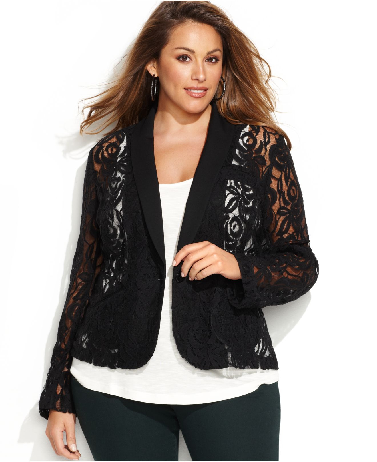 black lace jacket plus size