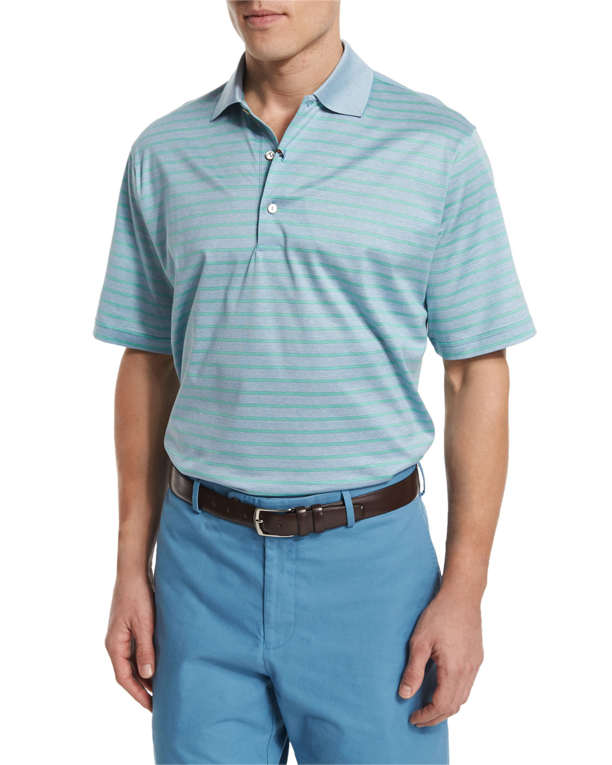 Lyst - Peter Millar Charlie Striped Short-sleeve Polo Shirt in Blue for Men