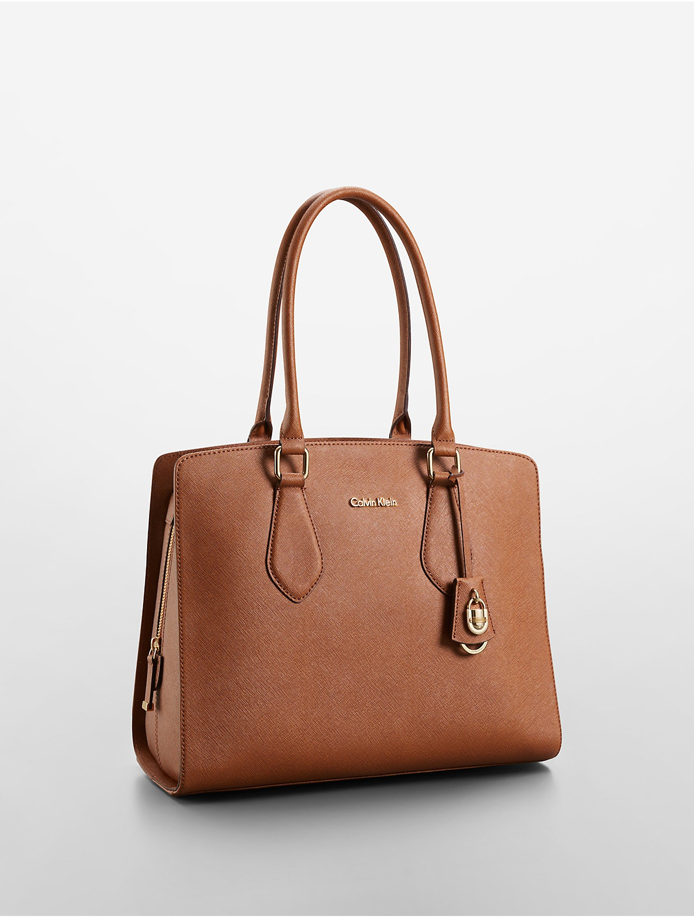 Lyst - Calvin Klein Modena Saffiano Leather Tote Bag in Brown