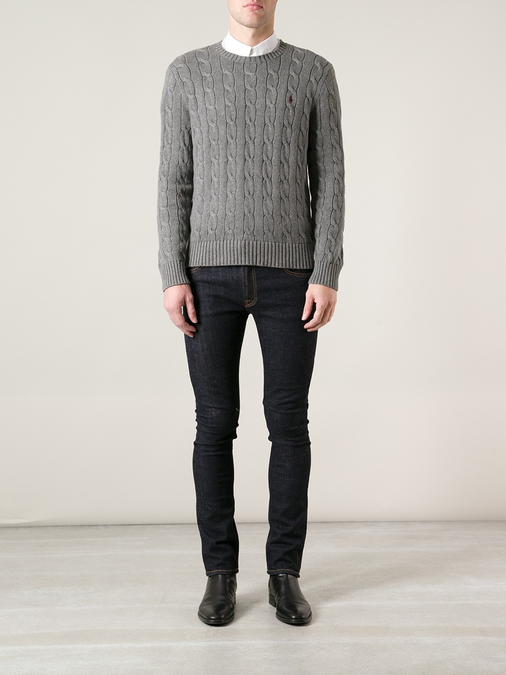 Polo Ralph Lauren Cable Knit Sweater in Grey (Gray) for Men | Lyst