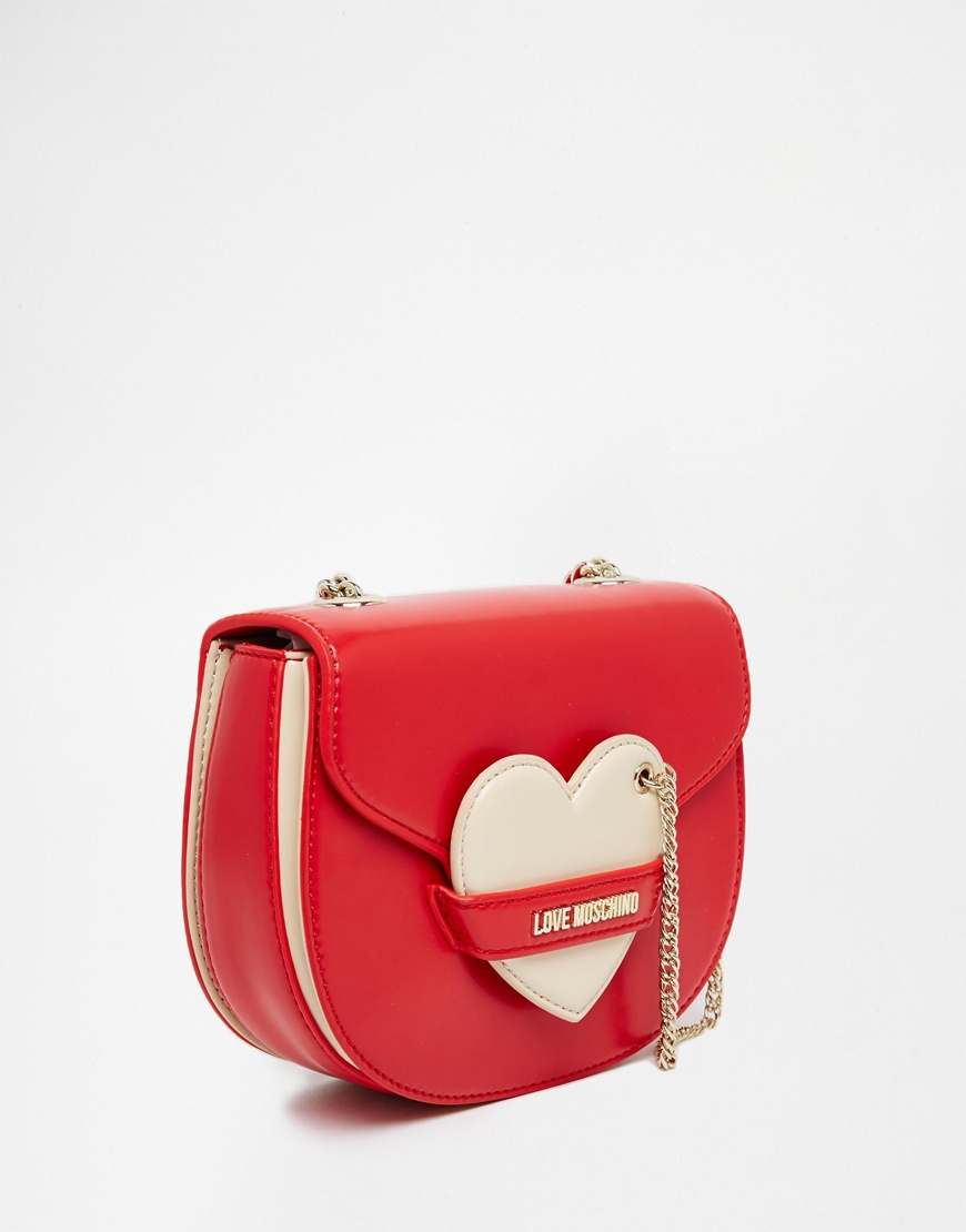 Love Moschino Saddle Bag With Heart Detail in Red | Lyst