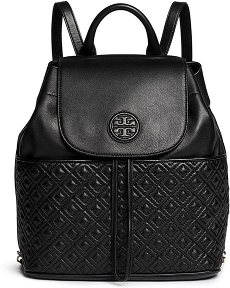 Tory Burch 'Marion' Quilted Leather Backpack in Black | Lyst
