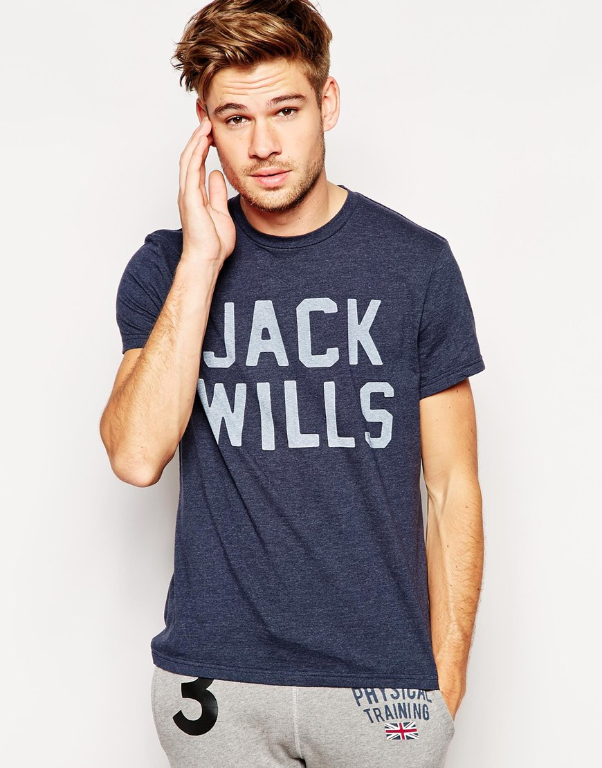 Jack Wills Westmore Tshirt With Large Logo Print In Blue For Men Lyst