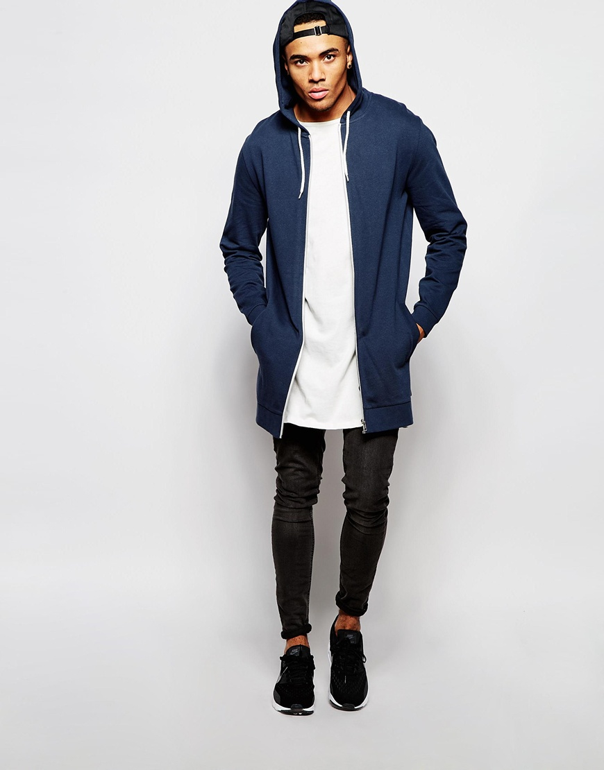 navy longline hoodie