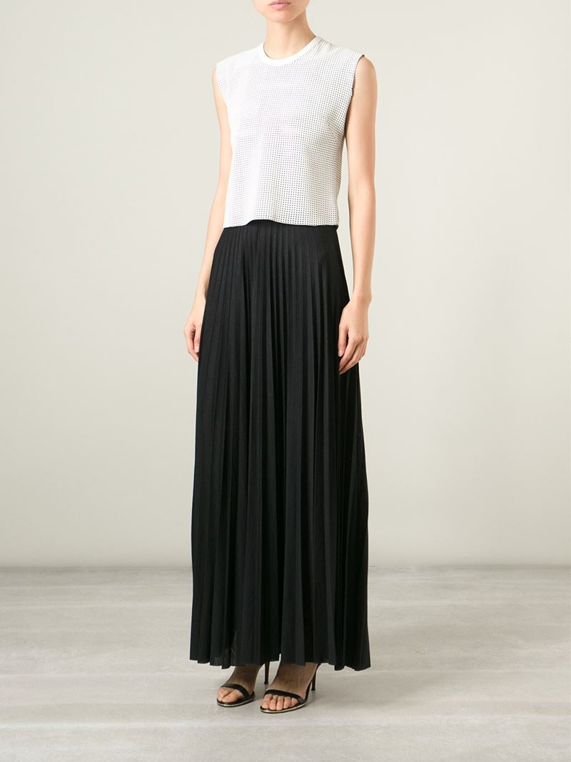 Armani Exchange Printed Pleated Maxi Skirt in Black | Lyst