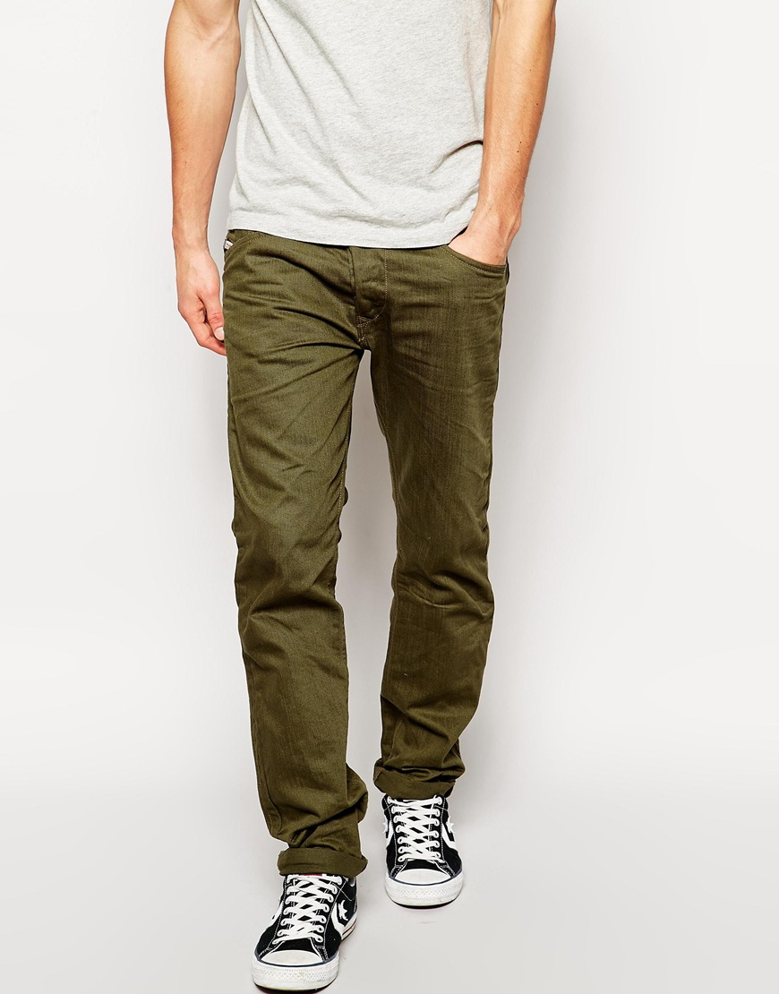 DIESEL Jeans Darron Regular Slim Fit 8Qu Olive Overdye in Green for Men -  Lyst