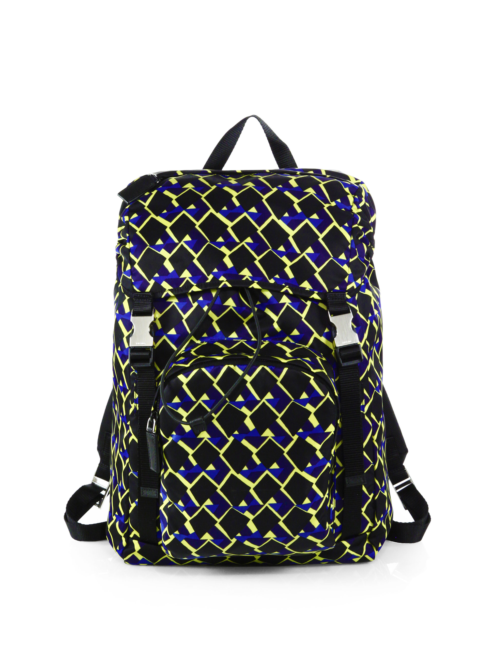 Prada Nylon Argyle Print Backpack in Blue for Men (MULTICOLOR) | Lyst  
