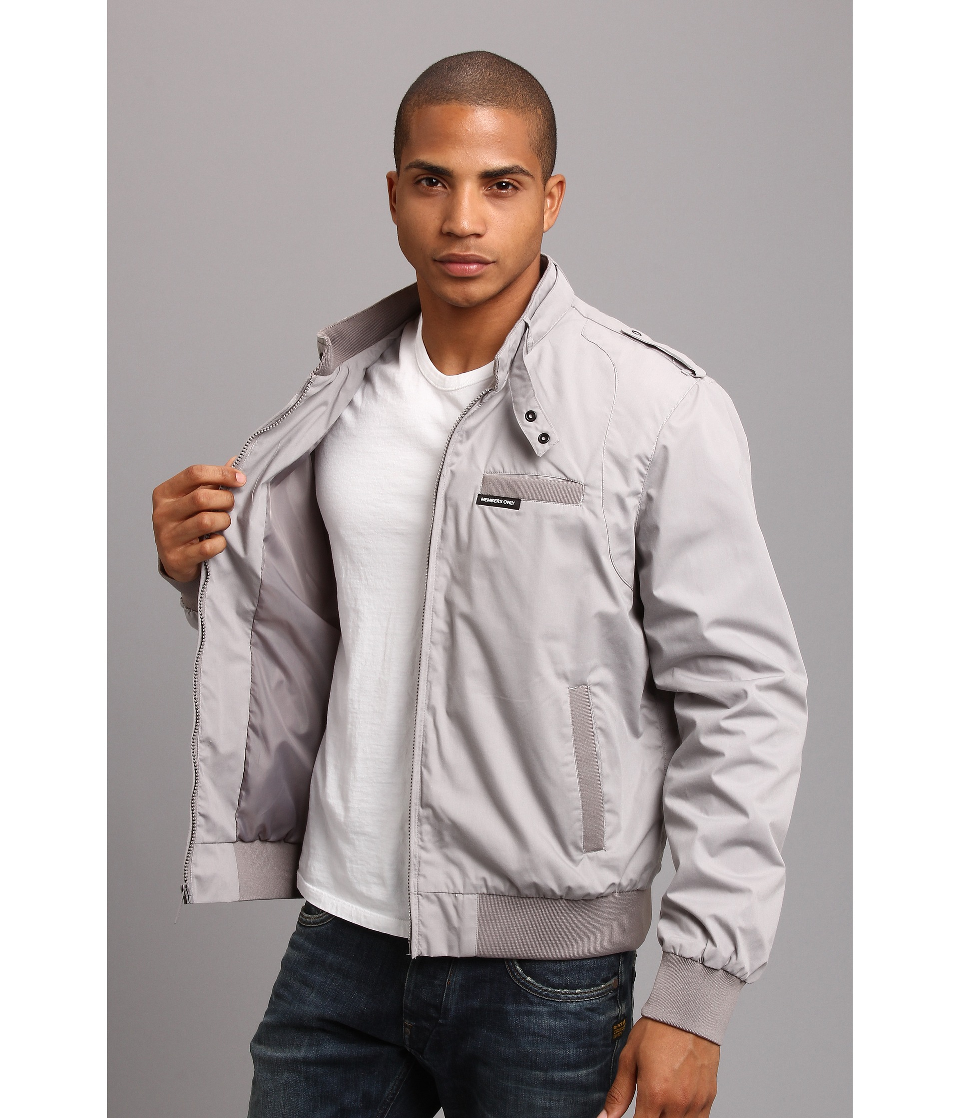 light grey members only jacket