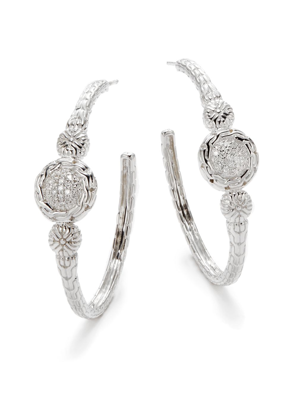 John hardy 0.19 Tcw Diamond & Sterling Silver Hoop Earrings in Silver ...
