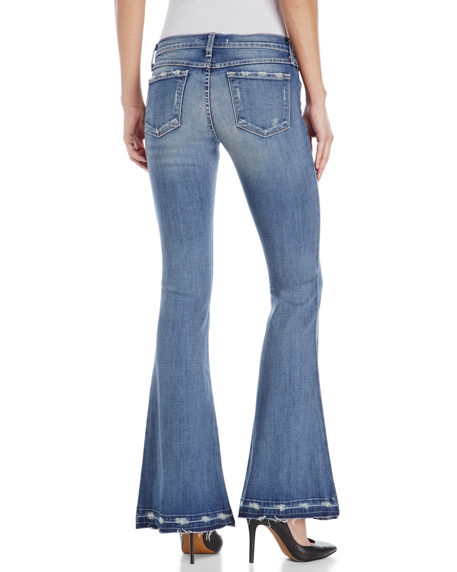 Flying Monkey Denim Flared Fray Cuff Jeans in Blue Lyst