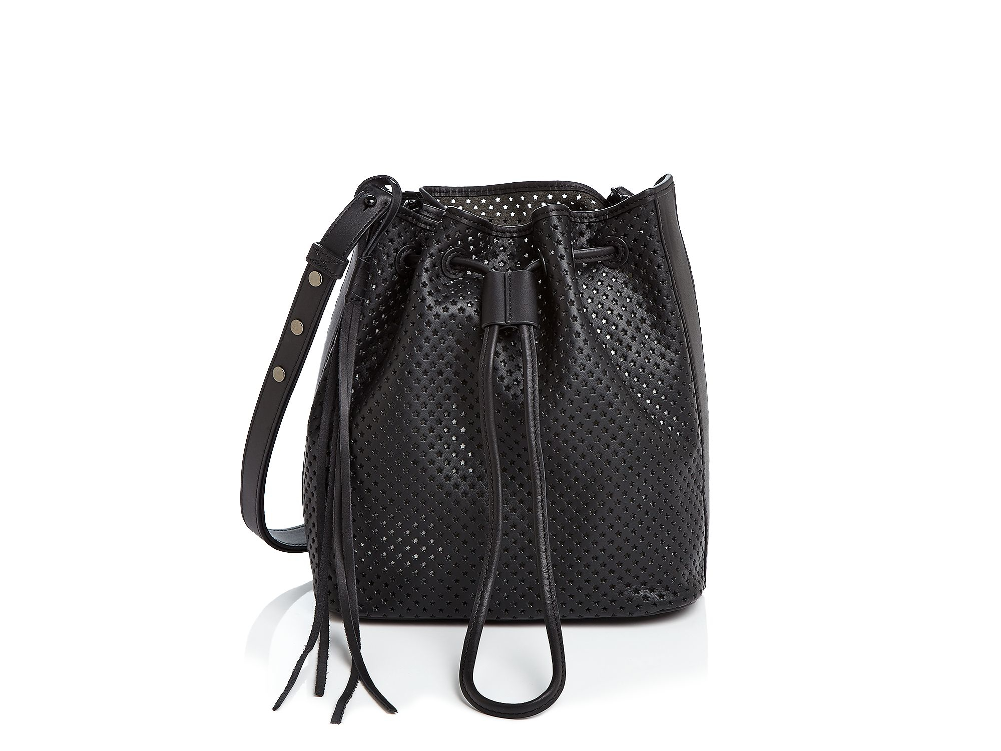Rebecca Minkoff Star Perforated Bucket Bag in Black/Black (Black) Lyst