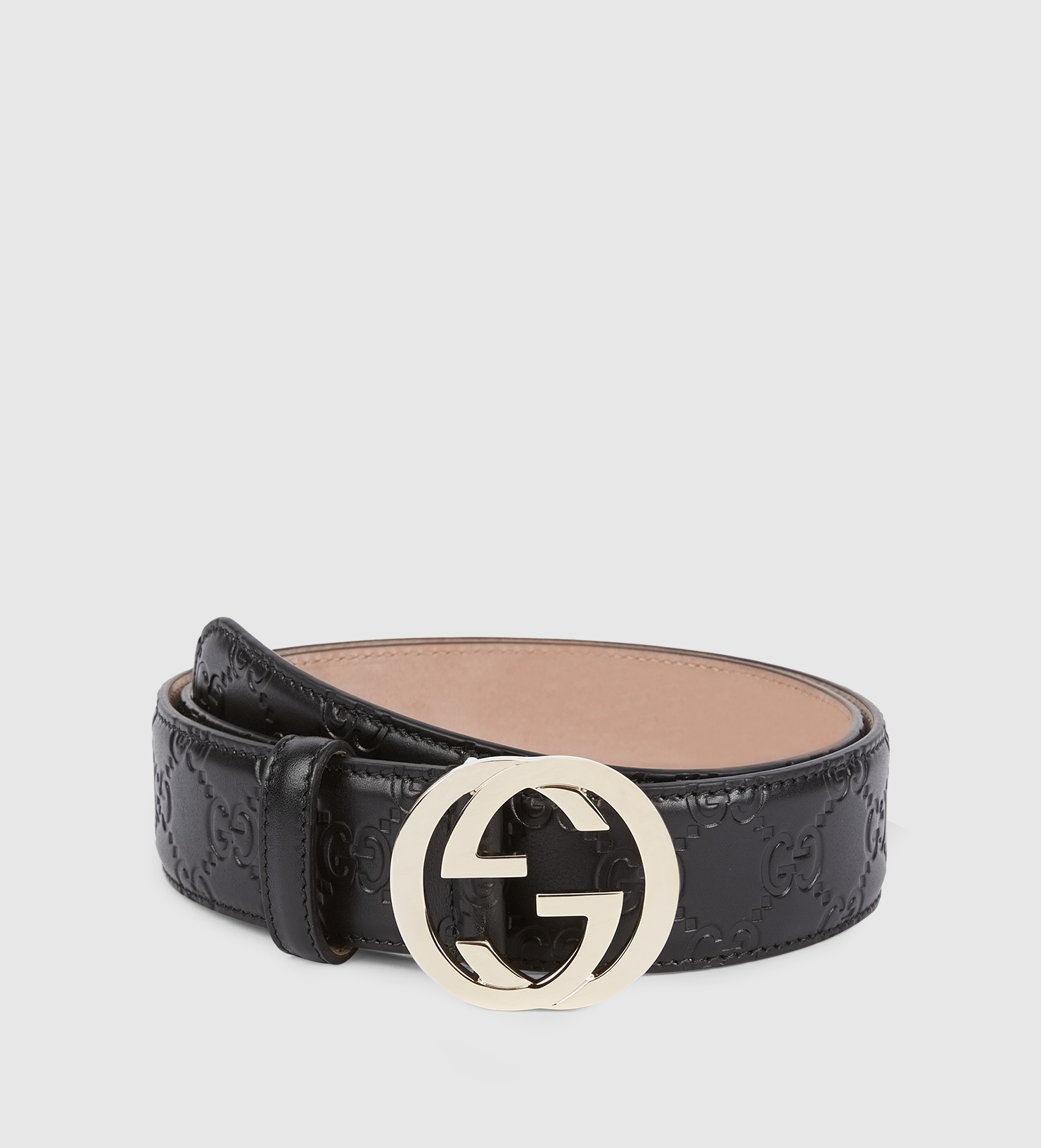 Gucci Leather Gg Belt With G Buckle in Metallic | Lyst