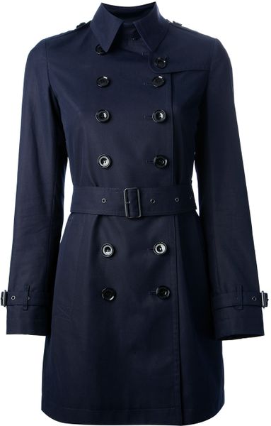 Burberry Brit Trench Coat in Blue | Lyst