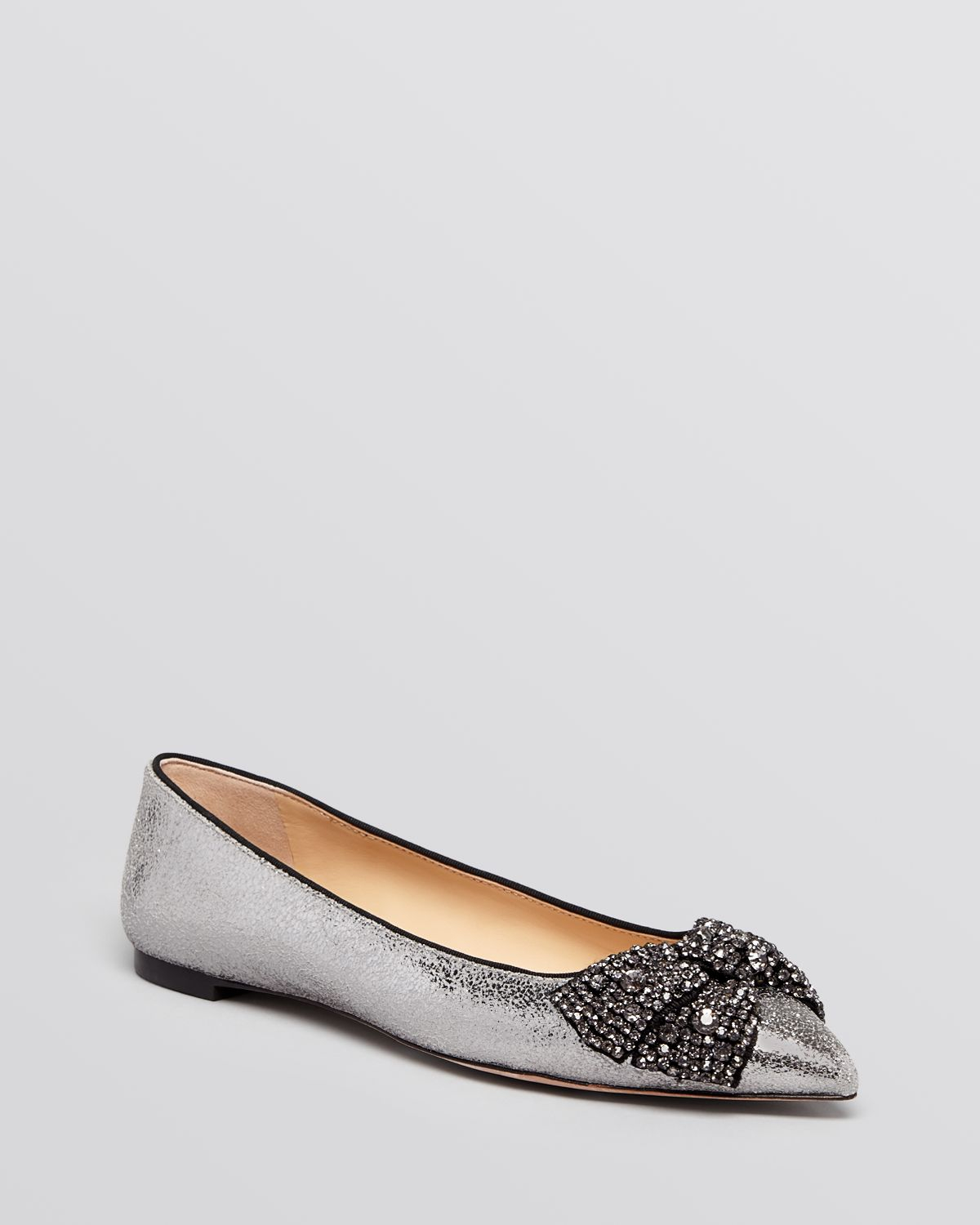 metallic pointed toe flats