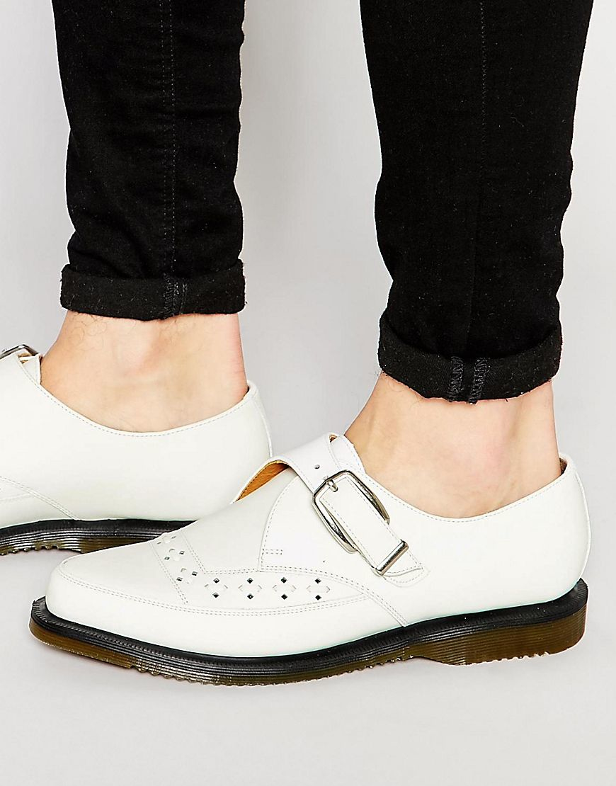 Dr. Martens Rousden Monk Strap Creeper Shoes in White for Men | Lyst