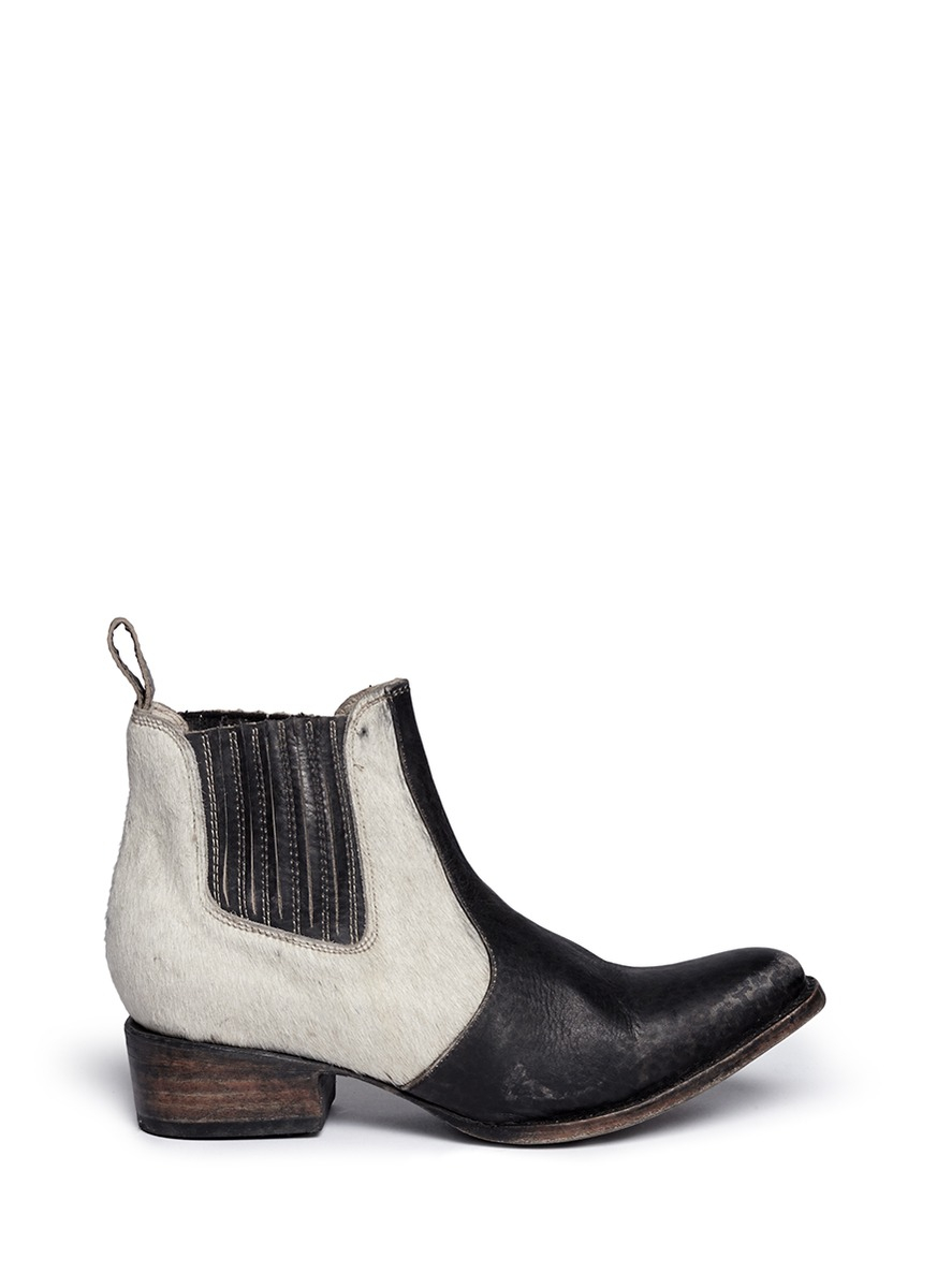 Lyst - Freebird 'lasso' Calf Hair Distressed Leather Chelsea Boots in White