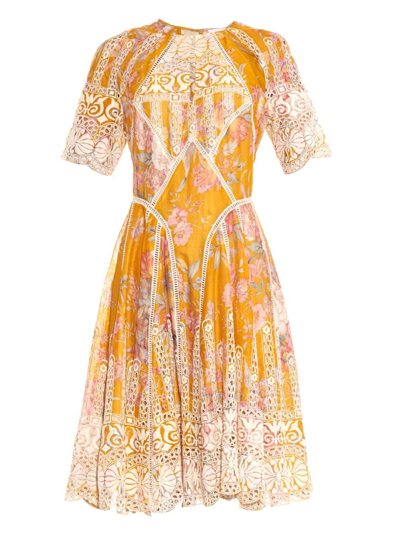 Zimmermann Confetti Cotton Dress in Yellow Lyst