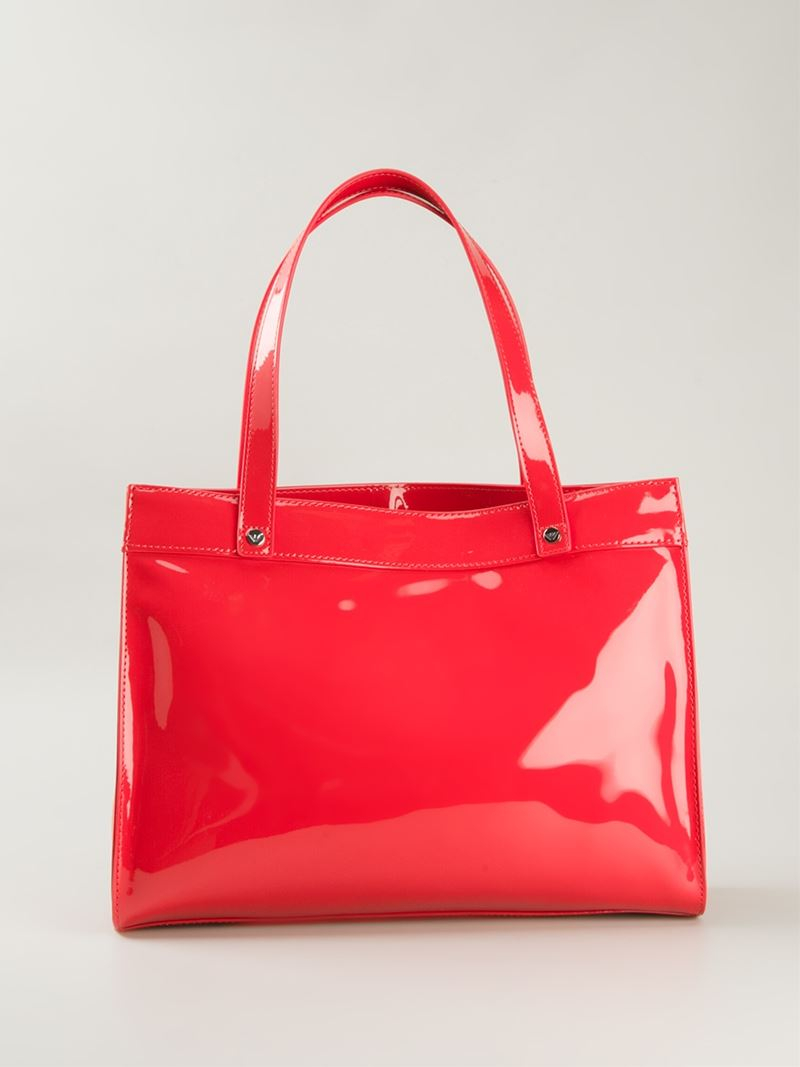 Armani Jeans Logo Embossed Tote Bag in Red - Lyst