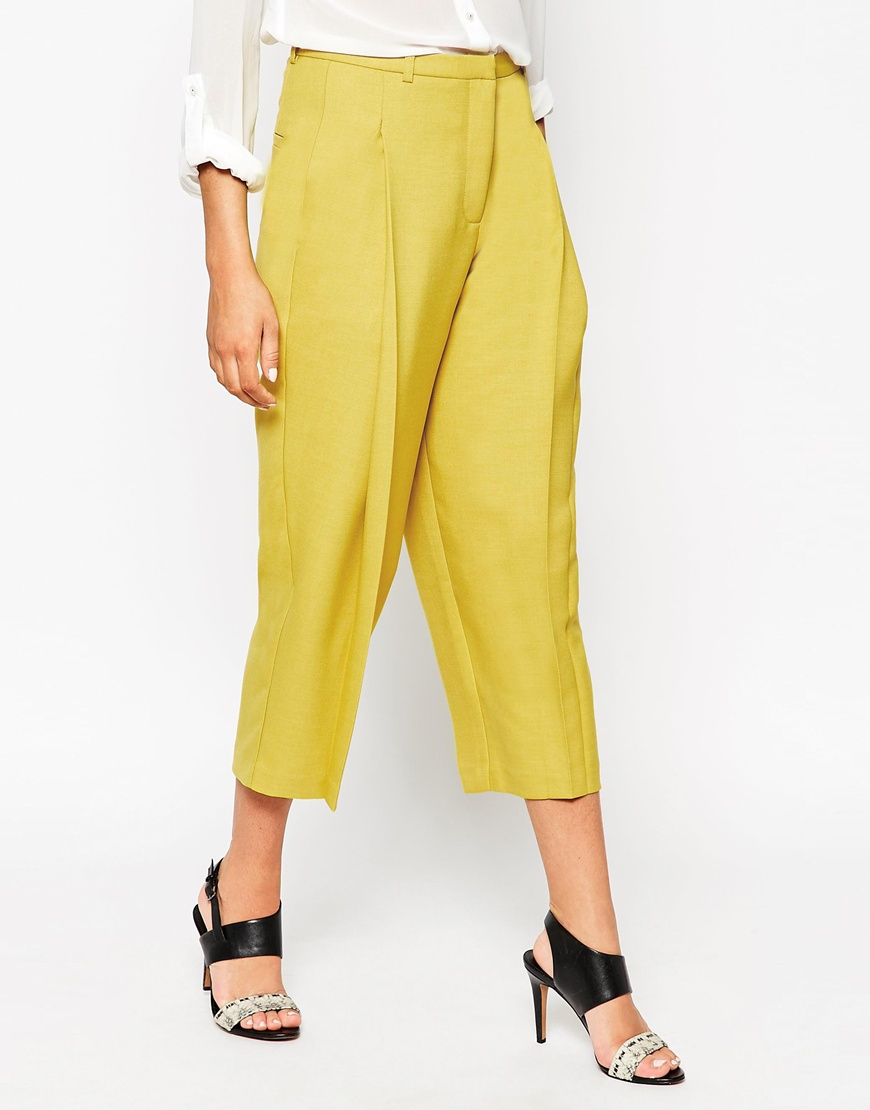 Asos Tailored Tapered Culottes in Yellow | Lyst