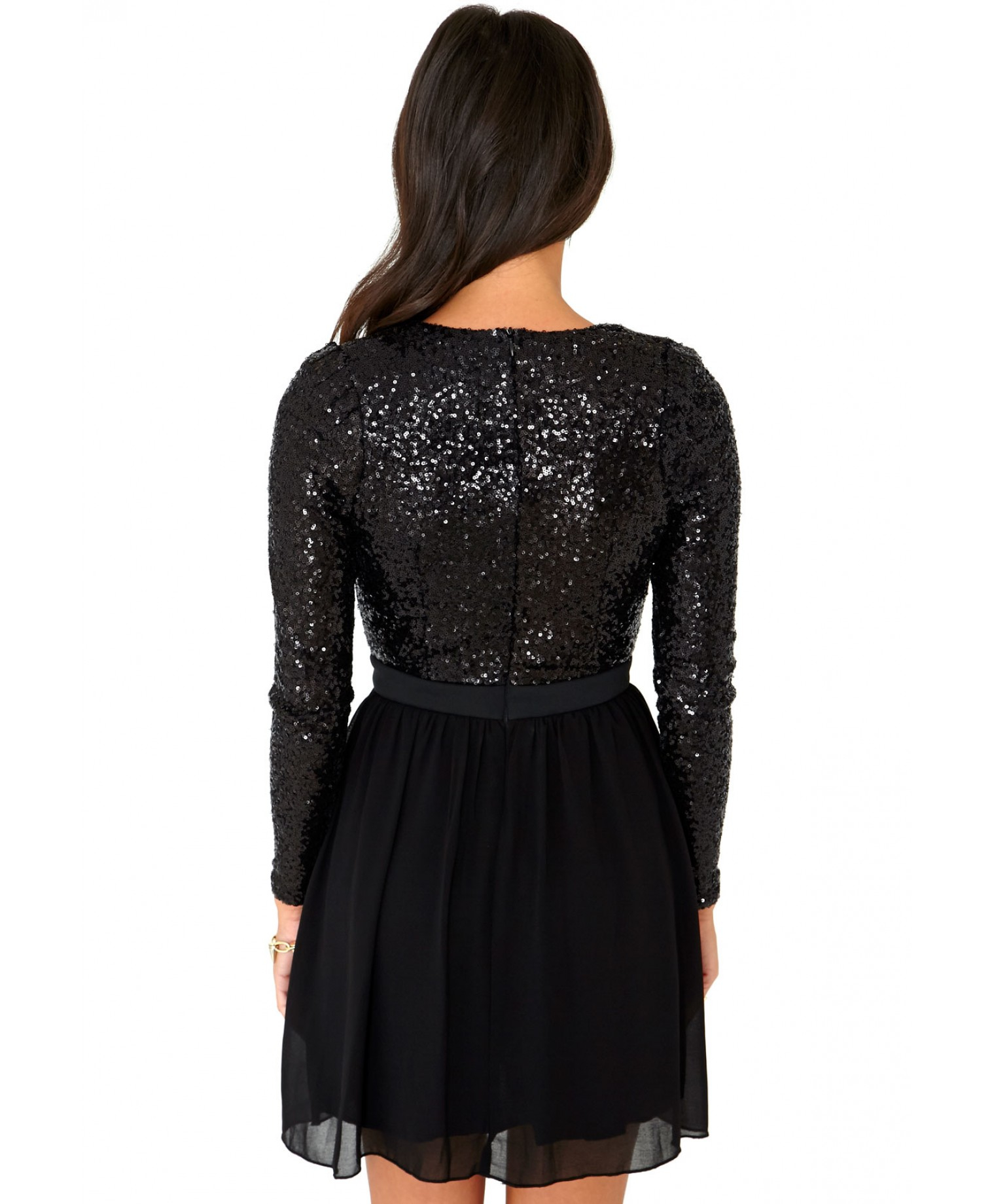 women's v neck sequin top