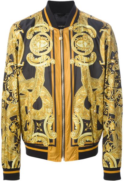 Versace Bomber Jacket in Gold for Men (black) | Lyst