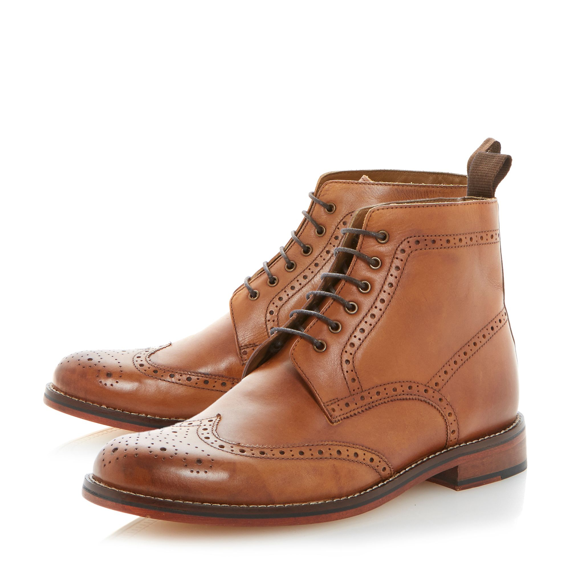 Bertie Calibrate Lace Up Brogue Boots in Tan (Brown) for