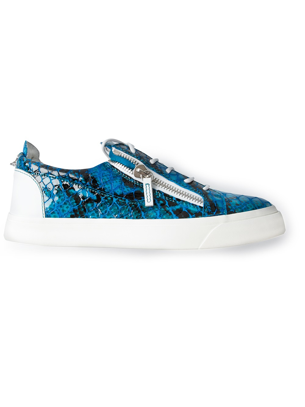 Giuseppe Zanotti Crocodile Effect Sneaker in Blue for Men - Lyst