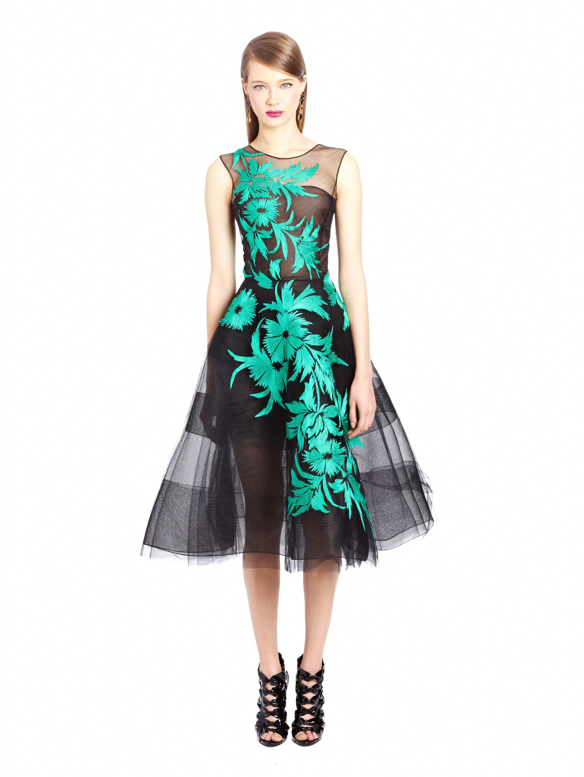 oscar de la renta crystal floral gown