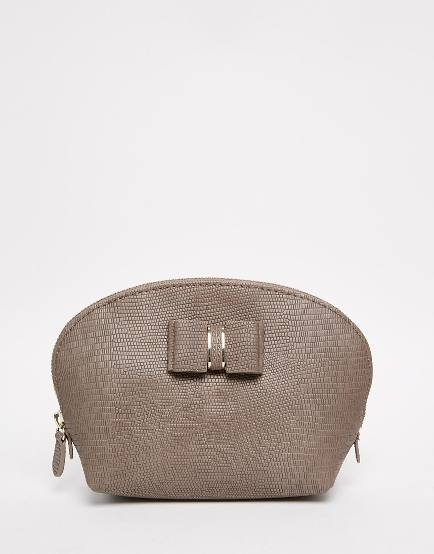 Download Love Moschino Mock Lizard Makeup Bag in Taupe (Brown) - Lyst