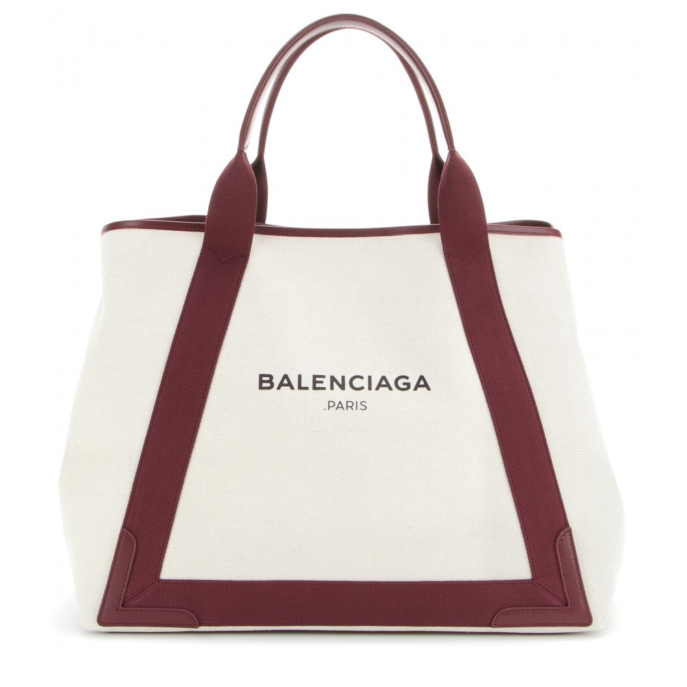 Balenciaga Cabas S Leather And Canvas Shopper in Brown - Lyst