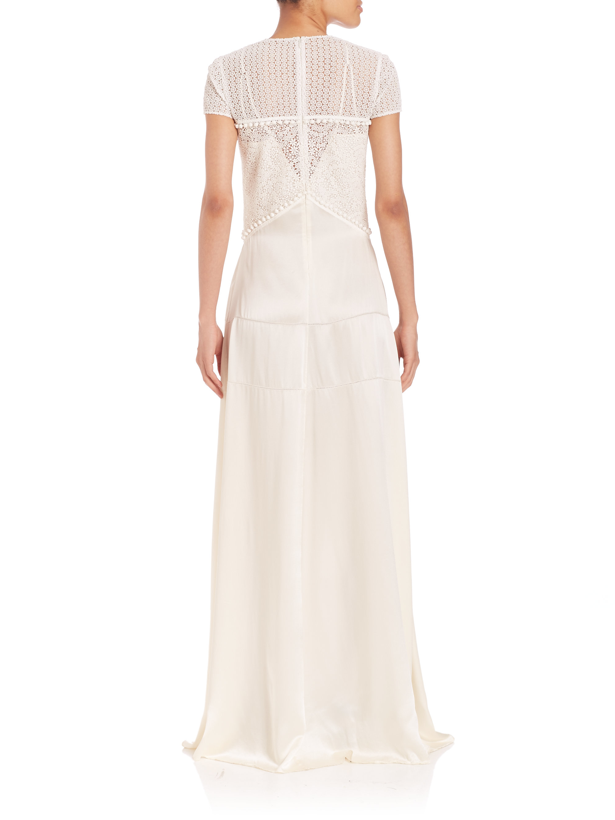 Burberry Silk Lace Gown In White Lyst